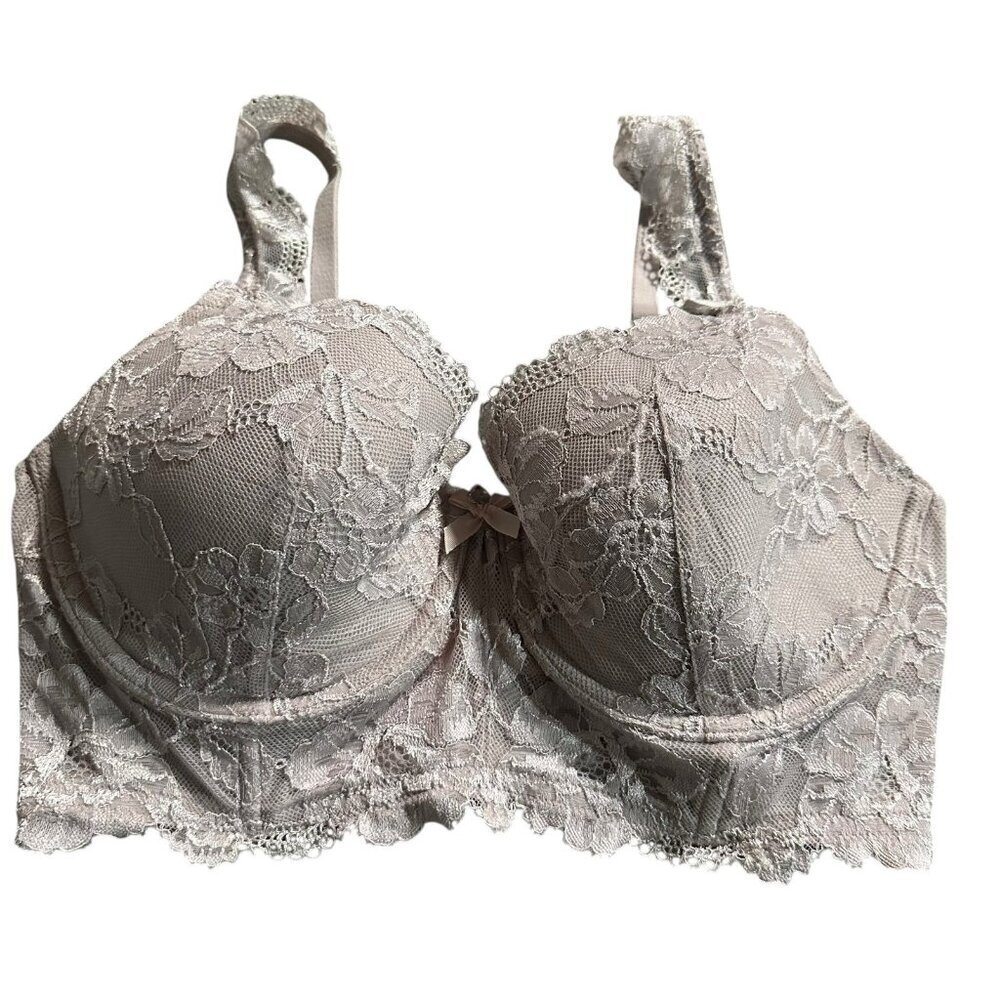 Victoria's Secret Lace Longline Bra in Light Beige